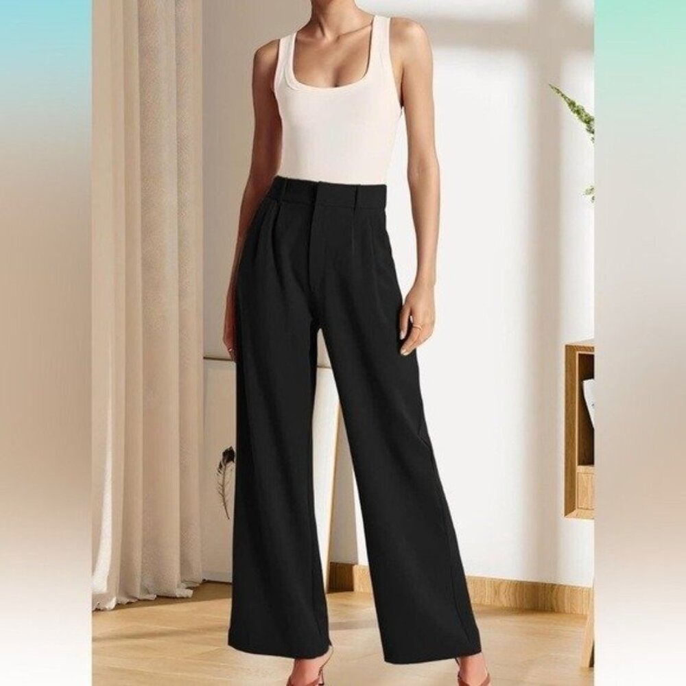 NWT Sarin Mathews High Waisted black Wide Leg Pants, Wmns large (bin M) - Picture 1 of 10